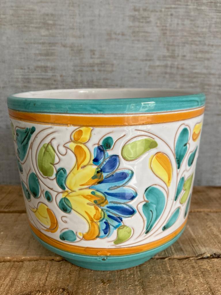 Vintage Italiaanse Majolica bloempot, M15, in perfecte staat, Ophalen of Verzenden
