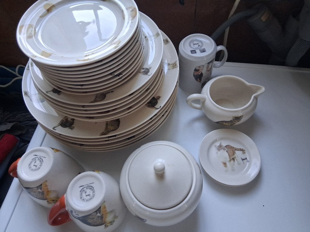 Katten servies van Francien, Huis en Inrichting, Ophalen, Overige merken, Zo goed als nieuw, Overige stijlen