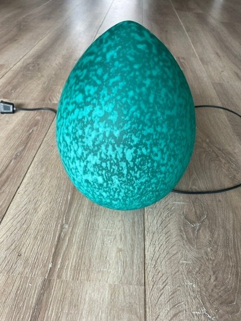 Vintage Tiffany Stijl Tafellamp - Groen Glas Ei Vorm, Ophalen, Gebruikt, Met schakelaar, Vintage