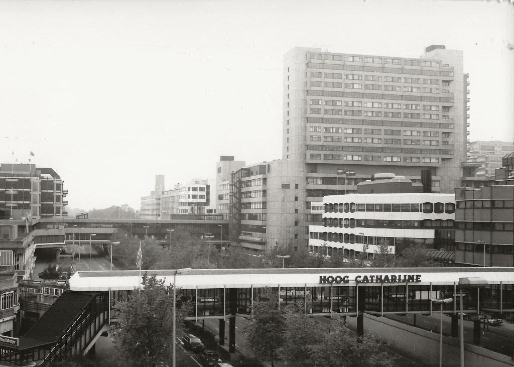 Utrecht Hoog Catharijne met verkeer Foto Dienst GemeenteFoto, Ophalen of Verzenden, 1940 tot 1960, Ongelopen, Utrecht