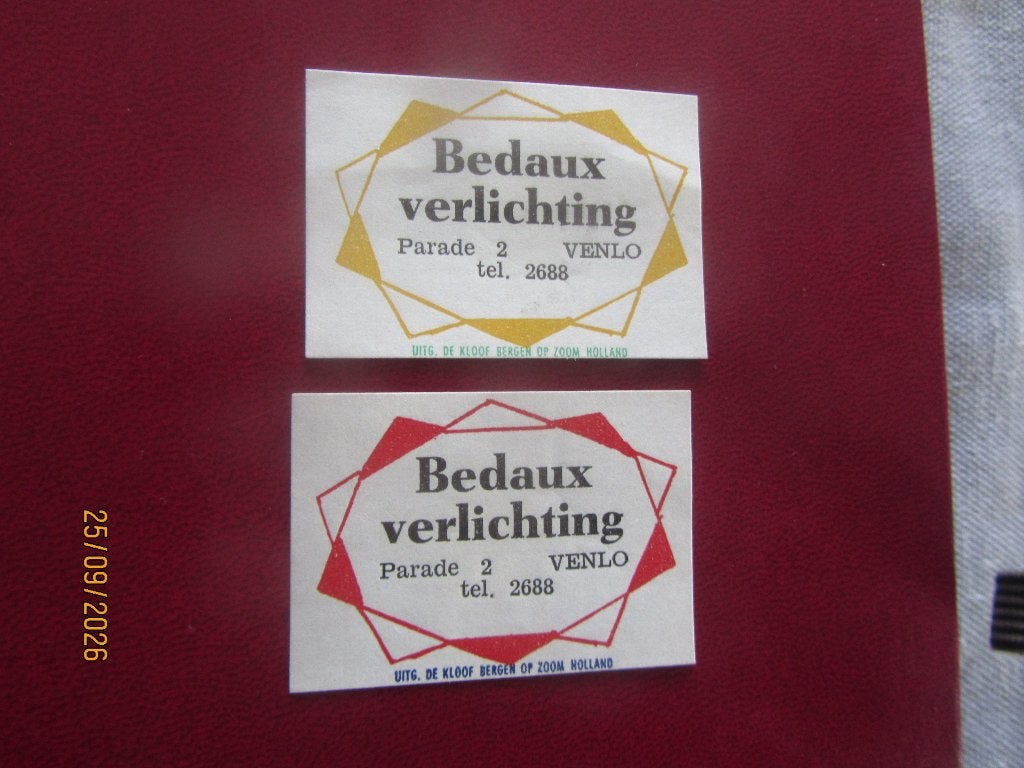 Bedaux Verlichting  Parade Venlo, Ophalen of Verzenden, Gebruikt, Luciferdoosjes of -merken