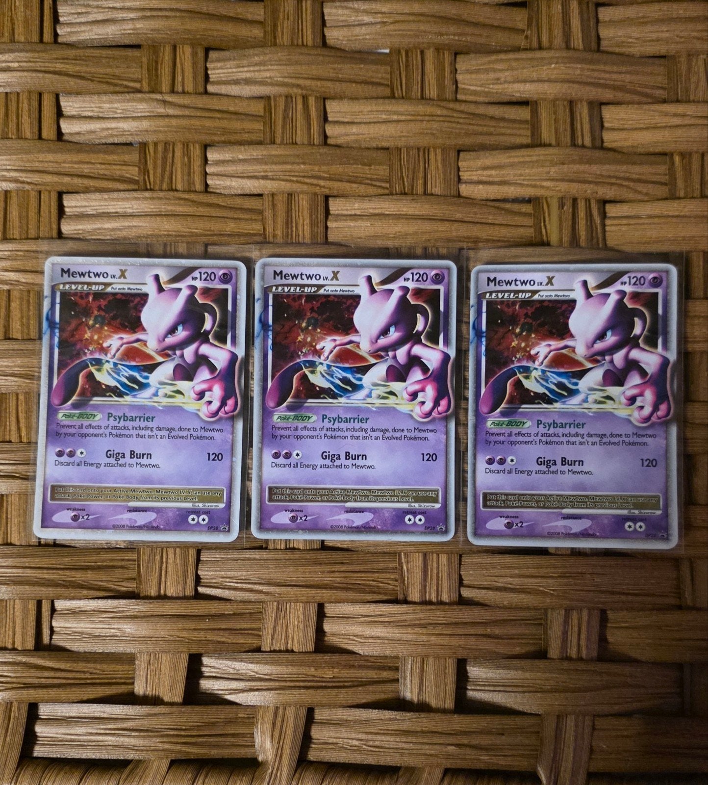 Mewtwo LV.X Pokémon Kaarten (3 stuks), Hobby en Vrije tijd, Ophalen of Verzenden, Zo goed als nieuw, Meerdere kaarten, Foil