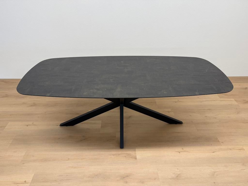 Deens ovale eettafel HPL marmer 210x100 - Direct Leverbaar, 100 tot 150 cm, 200 cm of meer, Ophalen of Verzenden, Zo goed als nieuw