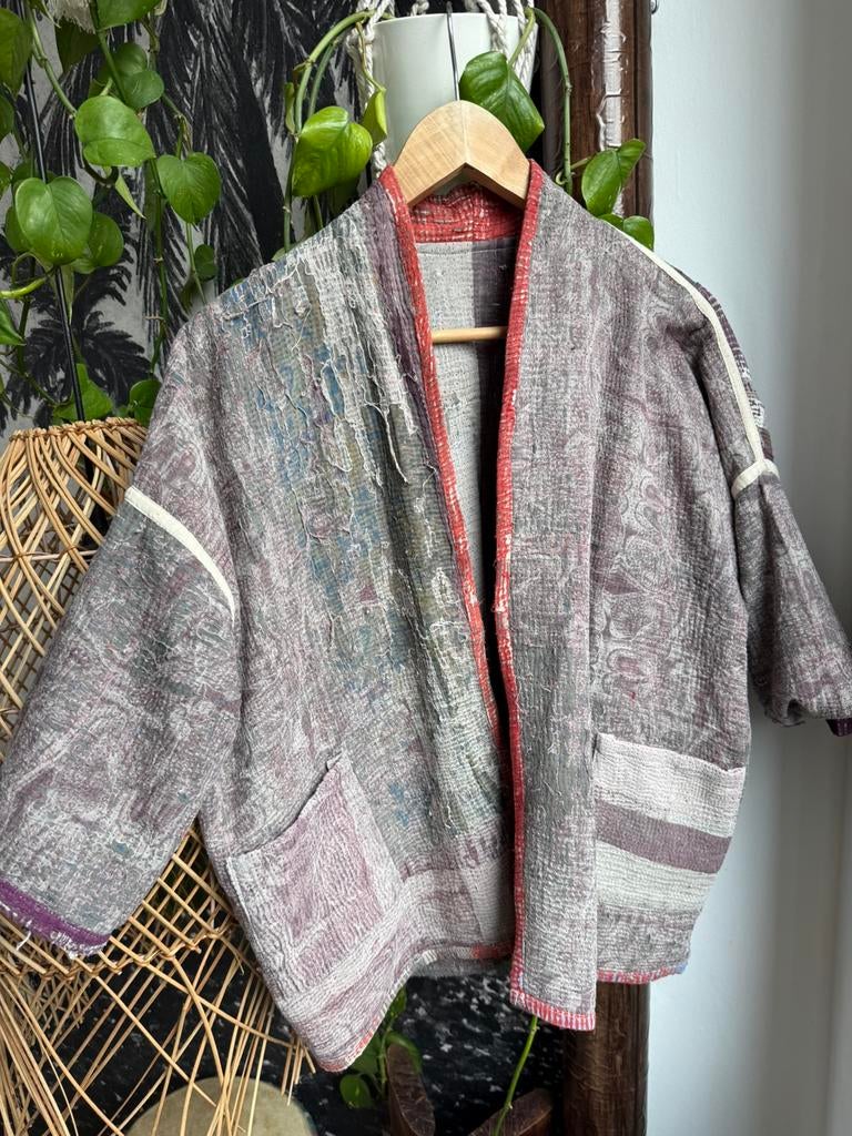 Handgemaakt By-bar antic Kantha jasje vest kimono, Verzenden, Zo goed als nieuw, Jasje