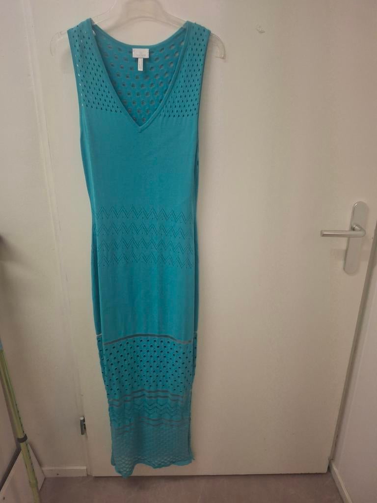 Sportalm top jurk turquoise met opengewerkt patroon, Maat 38/40 (M), Overige kleuren, Zo goed als nieuw, Onder de knie
