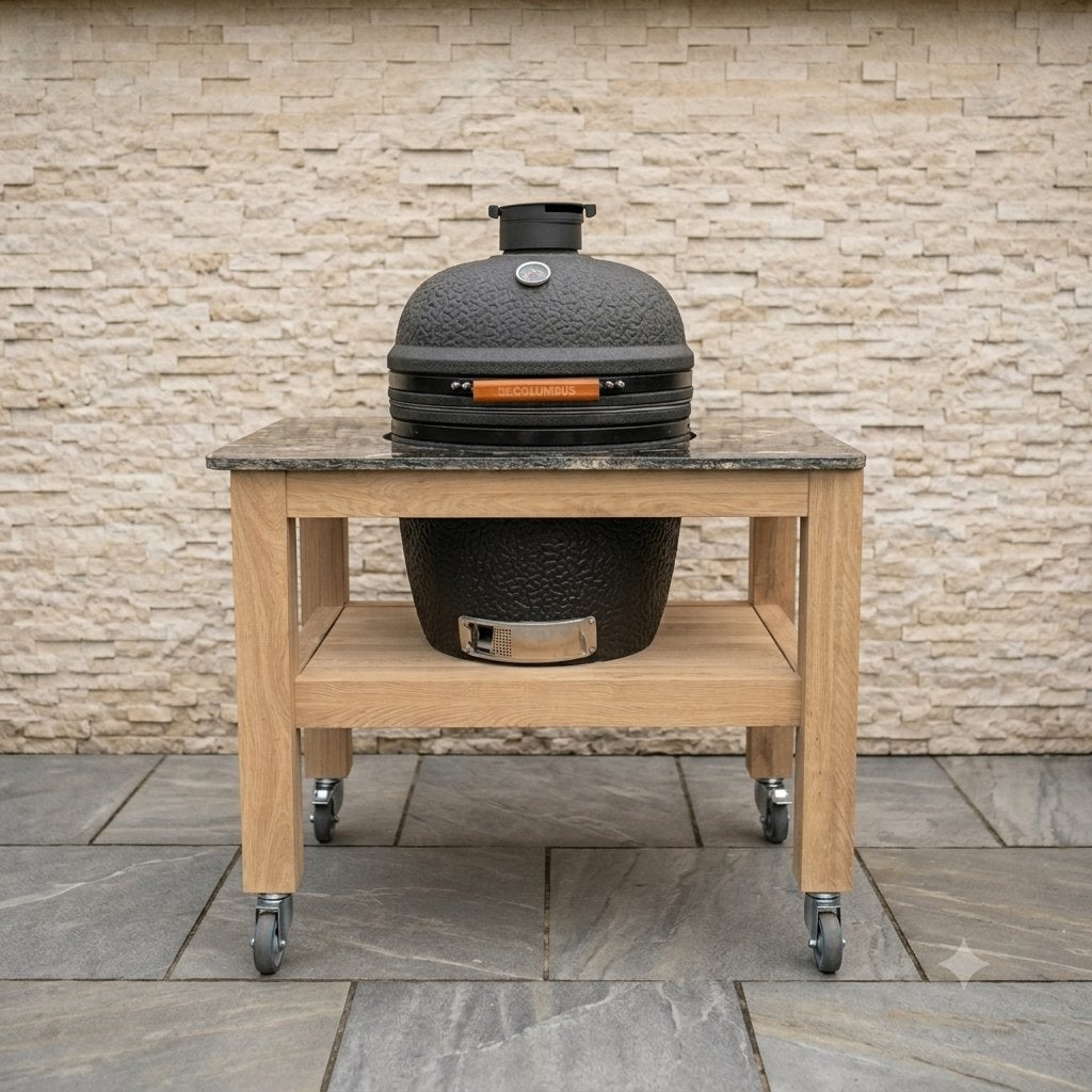 Zomeraanbieding! - Massief Eiken Buitenkeuken - Kamado BBQ, Tuin en Terras, Buitenkeukens, Houtskool, Nieuw, Ophalen of Verzenden