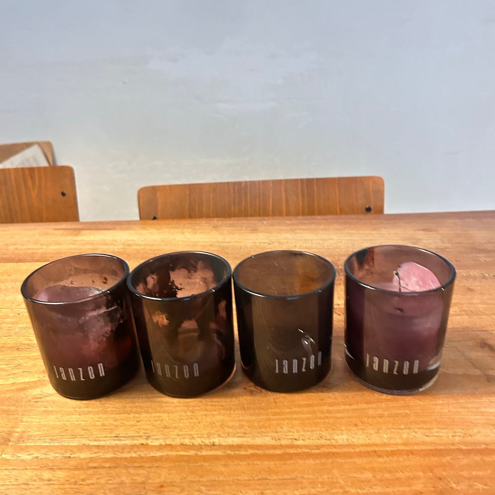 Set van 4 Lanzen waxinelichthouders vanJanzen - zwart glas, Huis en Inrichting, Ophalen, Gebruikt, Overige merken, Paars