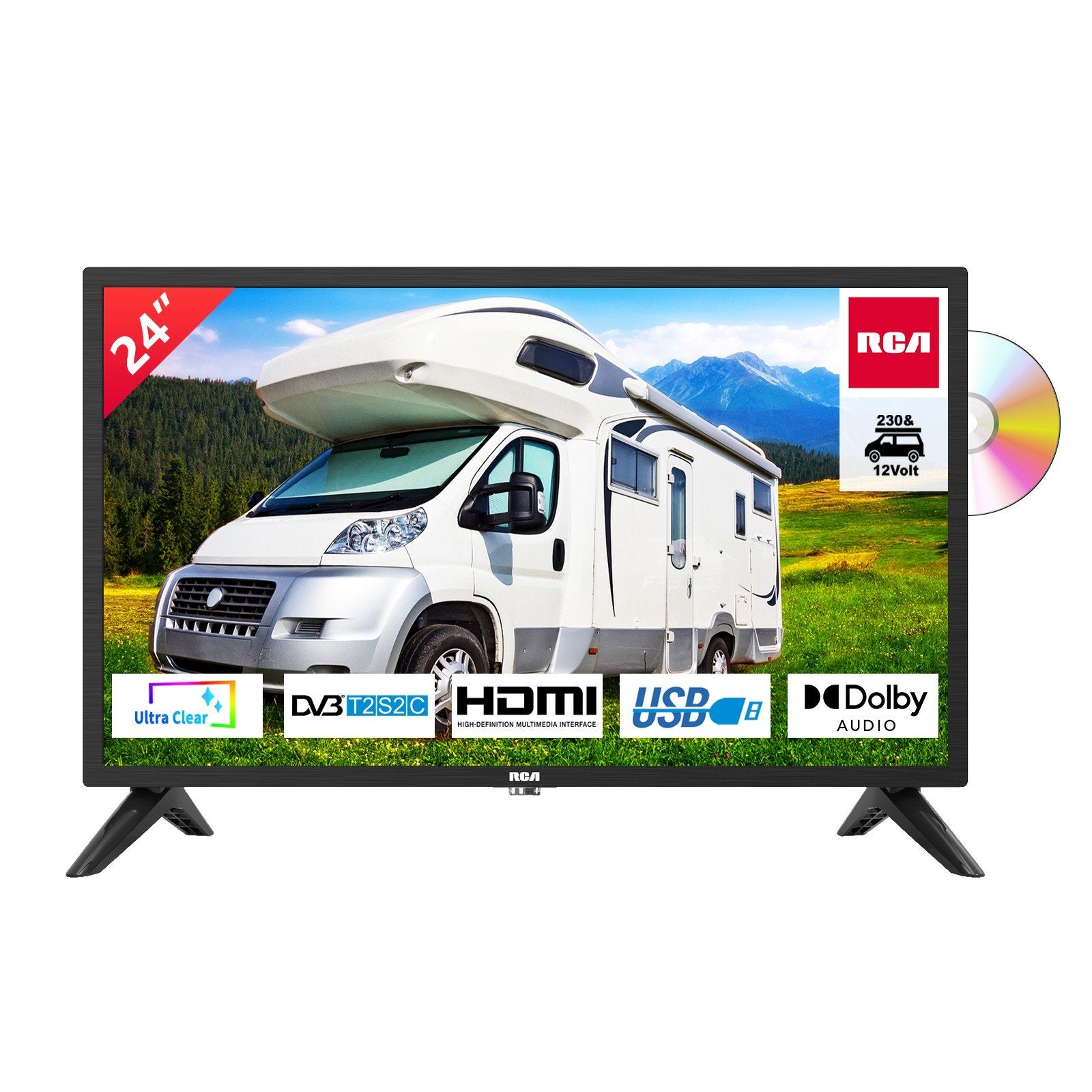 RCA RD24H2CU Full HD LED TV met ingebouwde DVD-speler, Audio, Tv en Foto, 50 Hz, Ophalen, Overige merken, Gebruikt