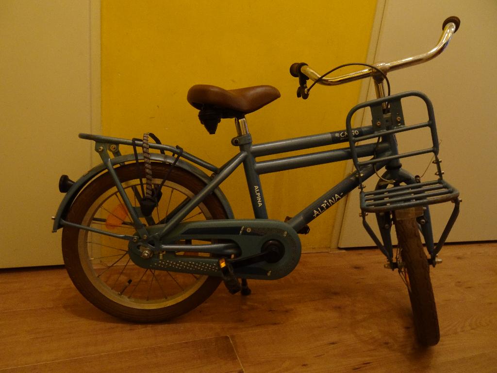 IN PRIJS VERAAGD! Alphina Cargo Kinderfiets blauw 4-6 jaar, Ophalen, Velgrem, Alphina Cargo, Minder dan 16 inch