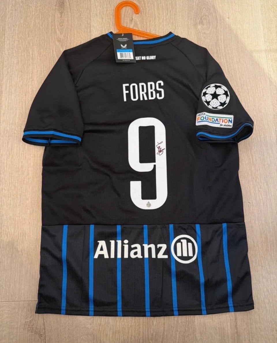 Gesigneerd Club Brugge shirt - Forbes #9, Maat 48/50 (M), Zwart, Nieuw, Ophalen of Verzenden