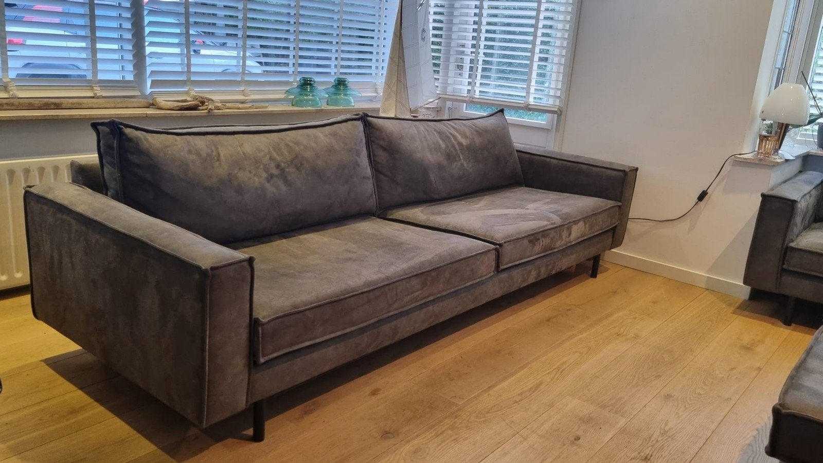 Set van Nous living Wehkamp Lexington bank fauteuils en hock, Ophalen, Zo goed als nieuw, Leer, Industrieel stoer