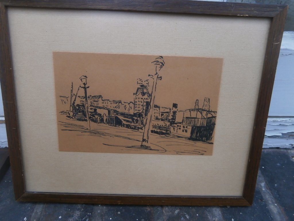 Jan Zeger Vink (P.Scheen ) tekening v/d Maaskade R.dam, Ophalen of Verzenden