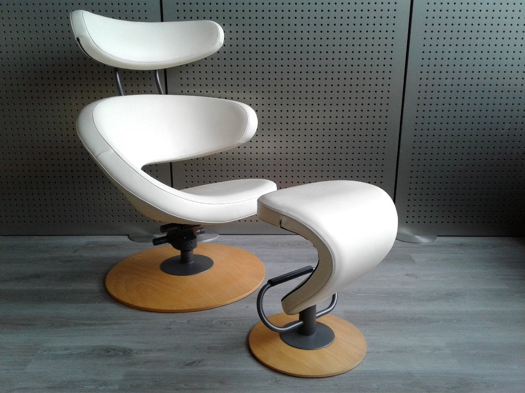 Variér (Stokke) Peel (Crème Wit Leder), Heel Mooi!, Huis en Inrichting, Fauteuils, 75 tot 100 cm, Zo goed als nieuw, Variér, Leer