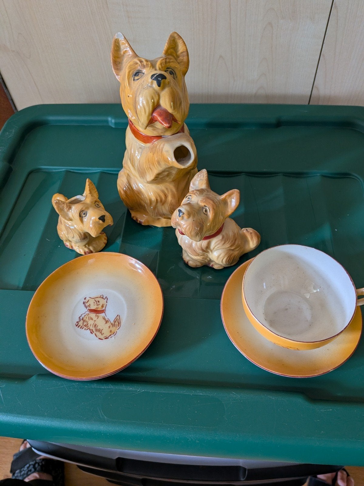 Vintage Scottie Hond Servies - Made in Japan (beschadigd), Antiek en Kunst, Ophalen of Verzenden