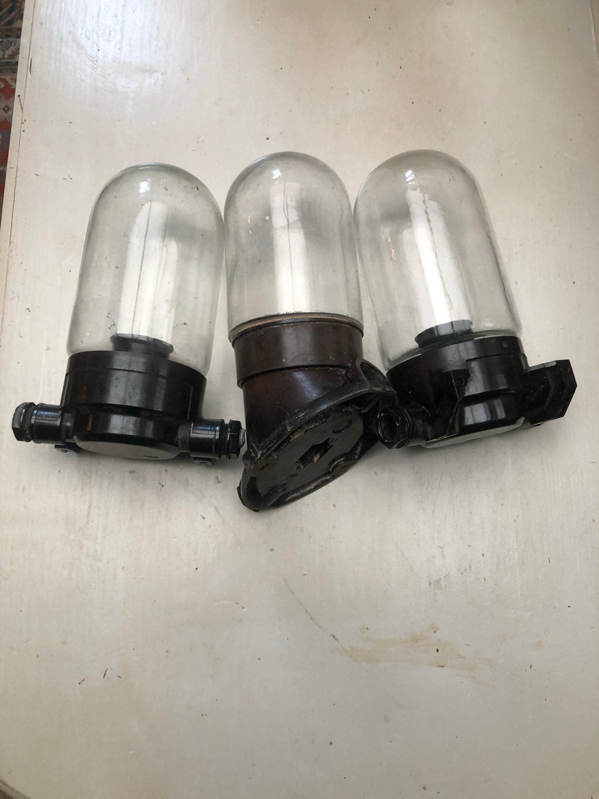 Vintage bakelieten stal/stolp lampen - set van 3, Ophalen of Verzenden