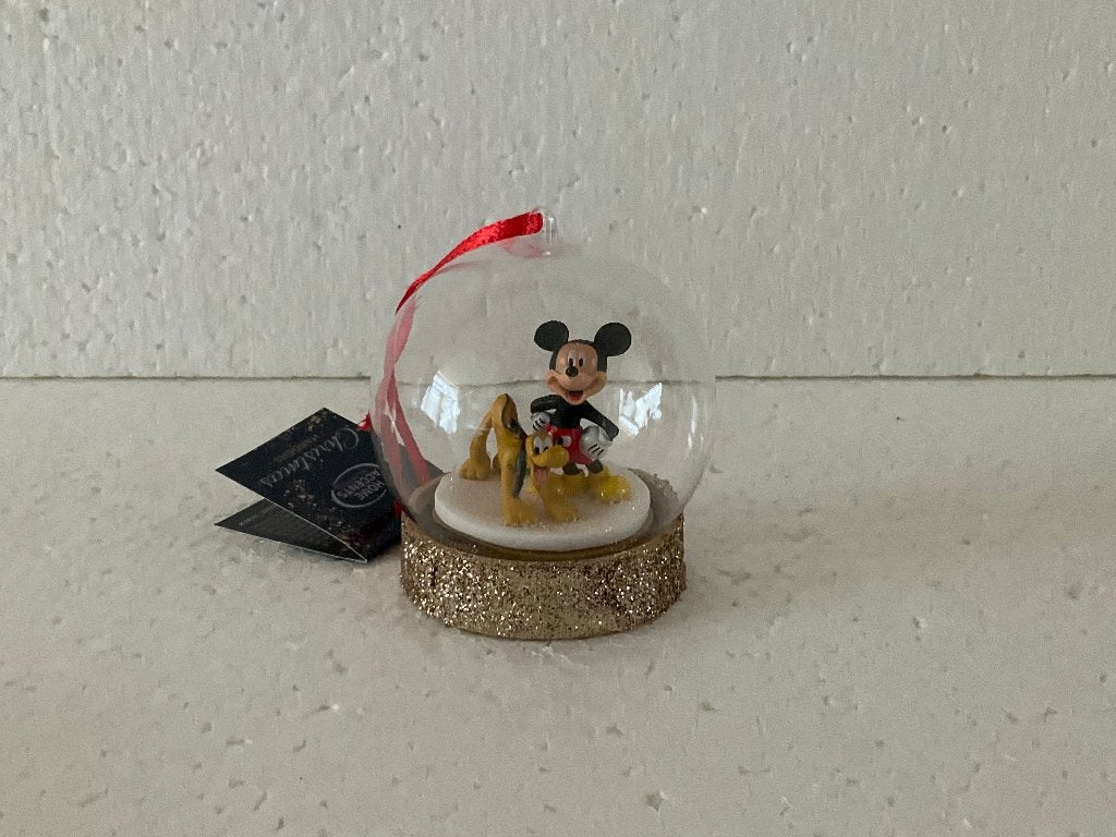 Disney Mickey mouse - globe - kerstbal, Ophalen of Verzenden, Mickey Mouse, Zo goed als nieuw, Beeldje of Figuurtje