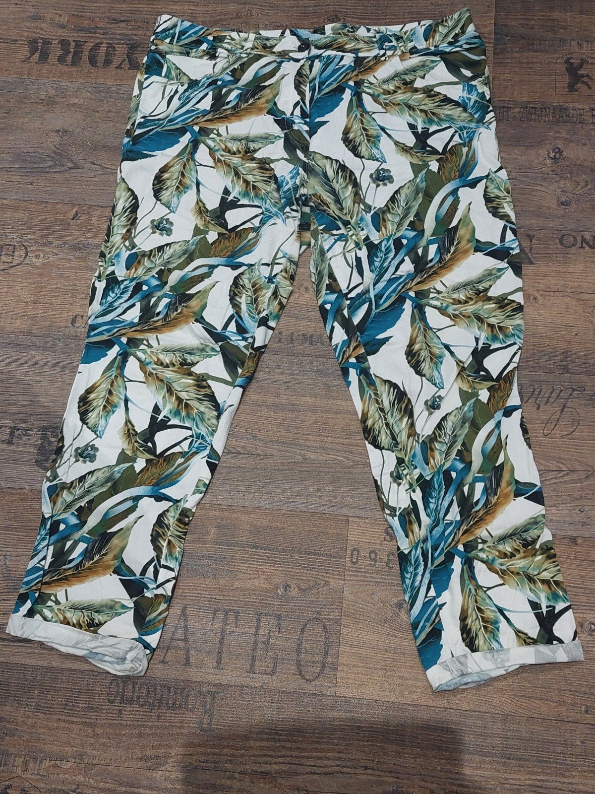 Rossini Broek met Bladprint - Maat 42/44, Blauw, Maat 46/48 (XL) of groter, Ophalen of Verzenden, Driekwart