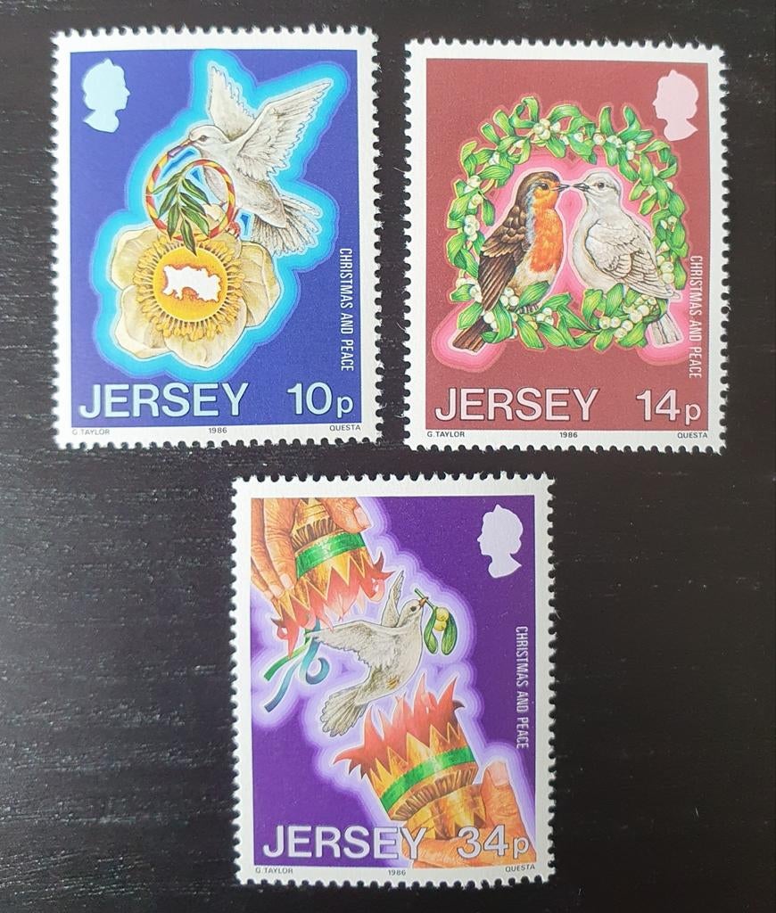 Jersey 1986 Kerstmis Vogels Duif Michel 393-395 postfris, Verzenden, Postfris, Dier of Natuur
