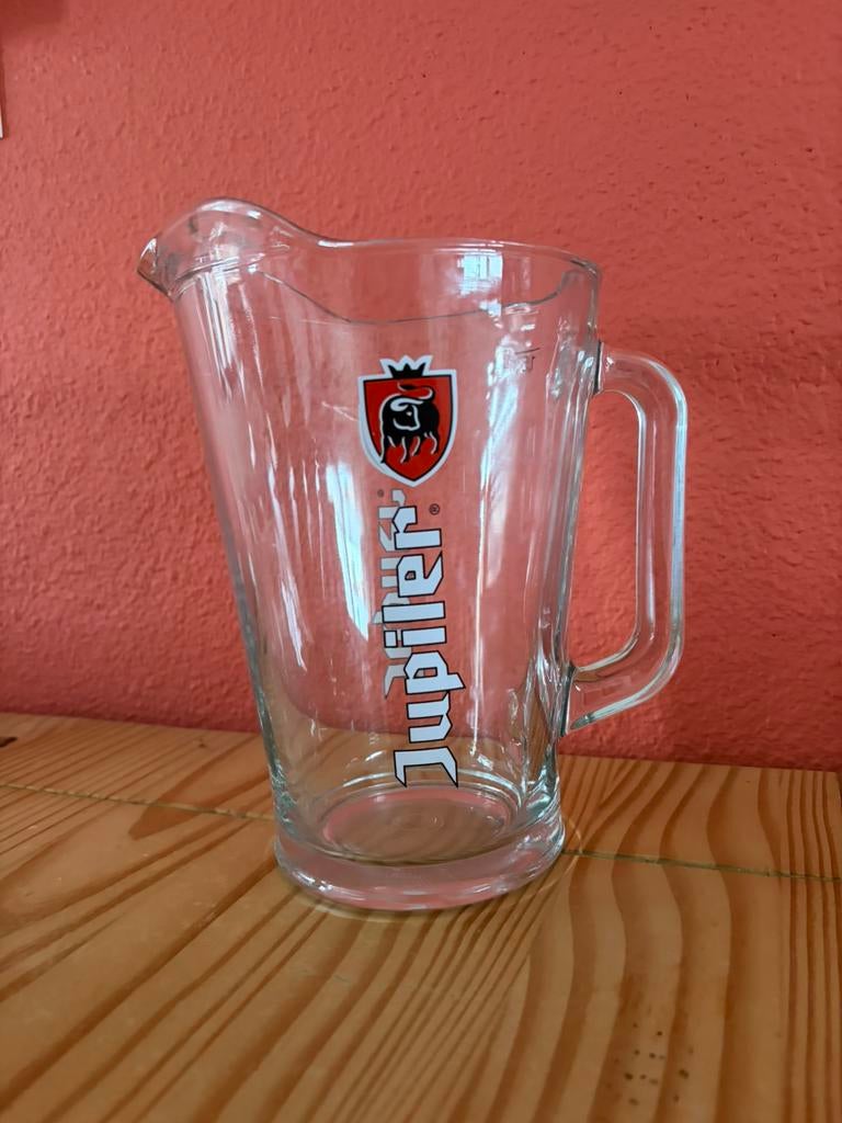 Jupiler Bierkan - Glazen Bierpul 1,5 liter, Verzamelen, Biermerken, Ophalen of Verzenden, Zo goed als nieuw