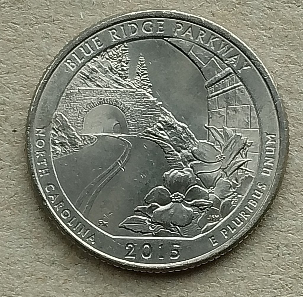 USA, 1/4 dollar 2015 P Blue ridge parkway., Ophalen of Verzenden, Noord-Amerika, Losse munt