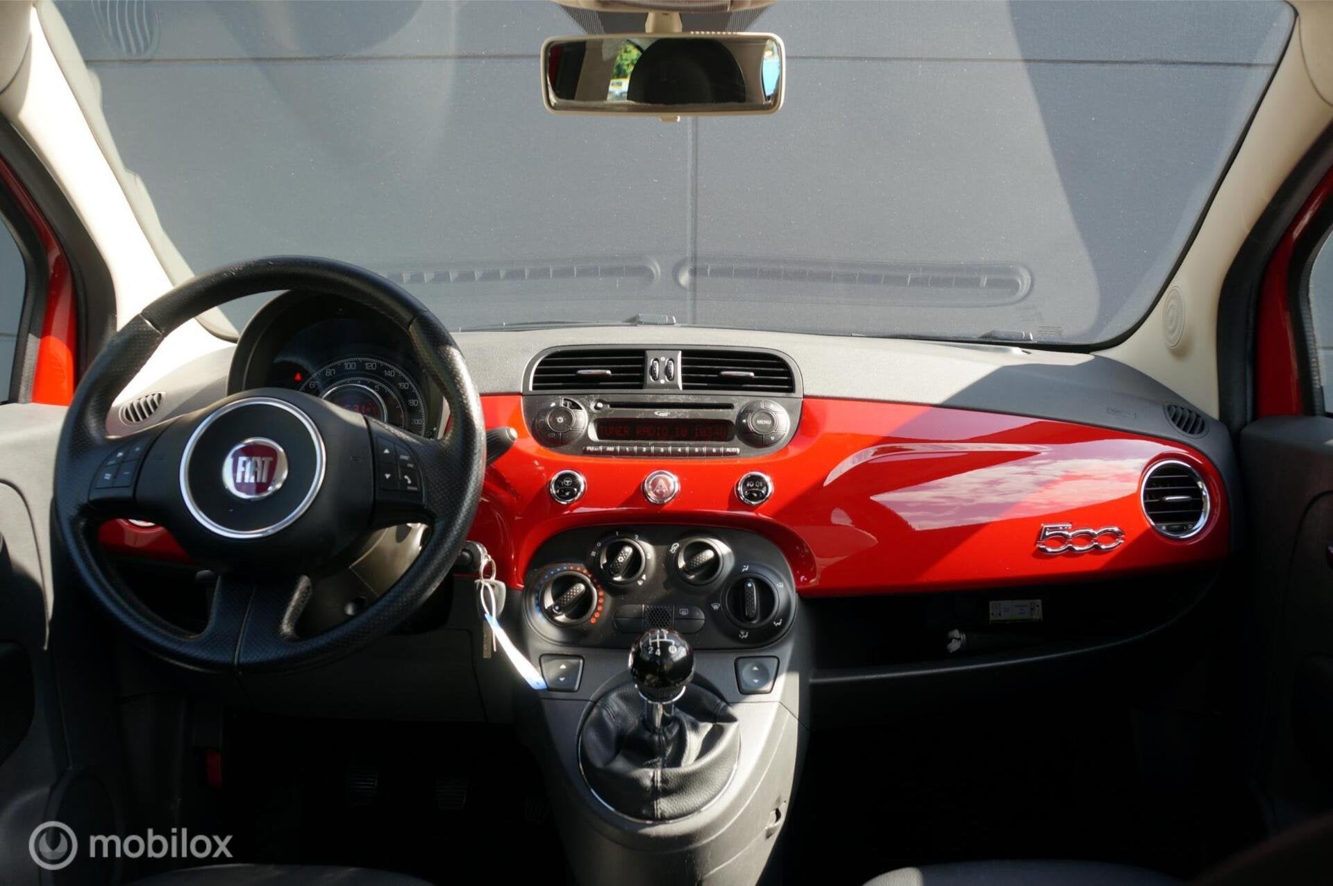 Fiat 500 1.2 Lounge H5 Airco Elek. Pakket Rosso Skai Leder!, Auto's, Gebruikt, 4 cilinders, 840 kg, 4 stoelen