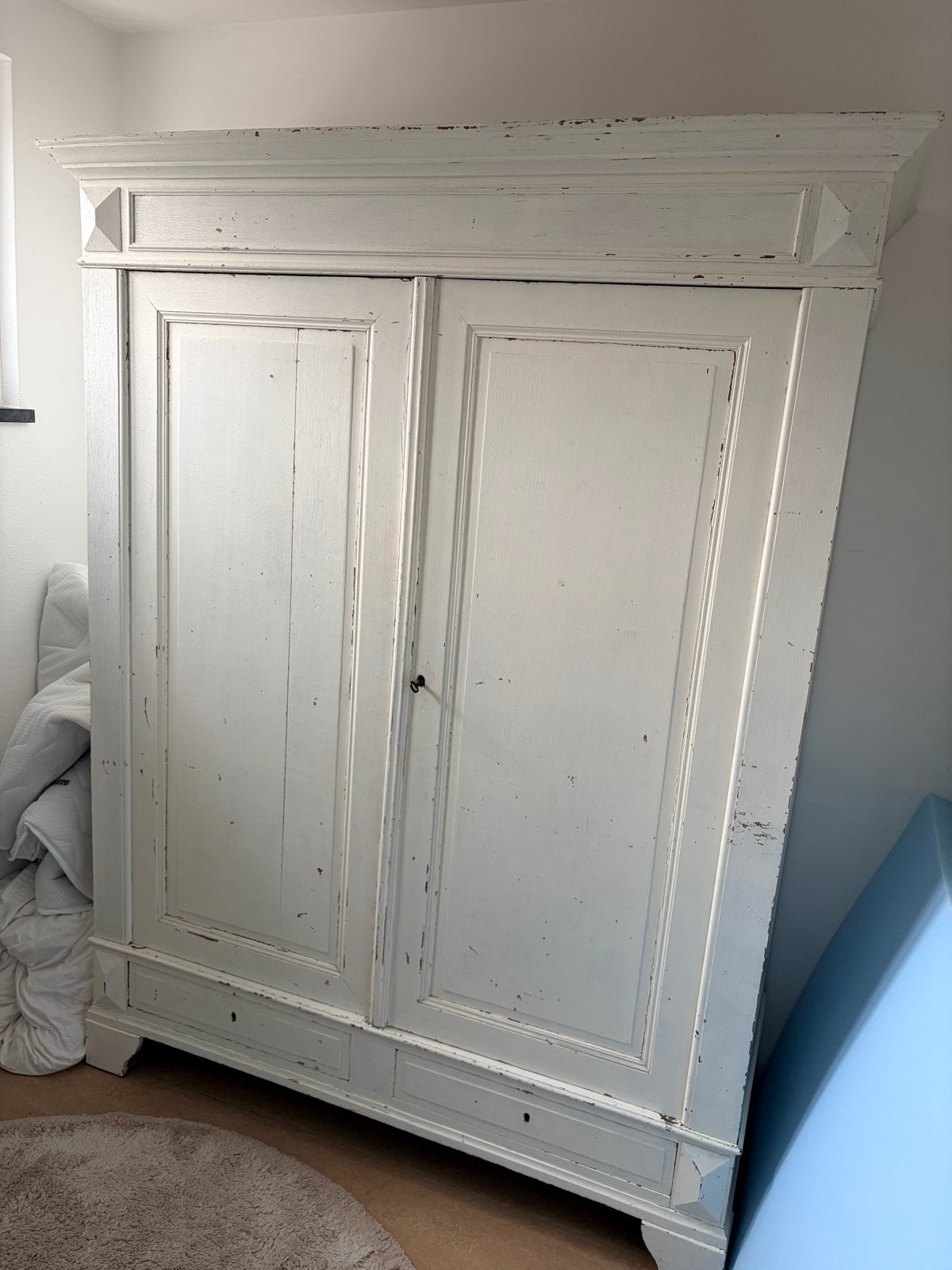 Antieke linnenkast/kledingkast - Wit, 150x200x55 cm, Ophalen