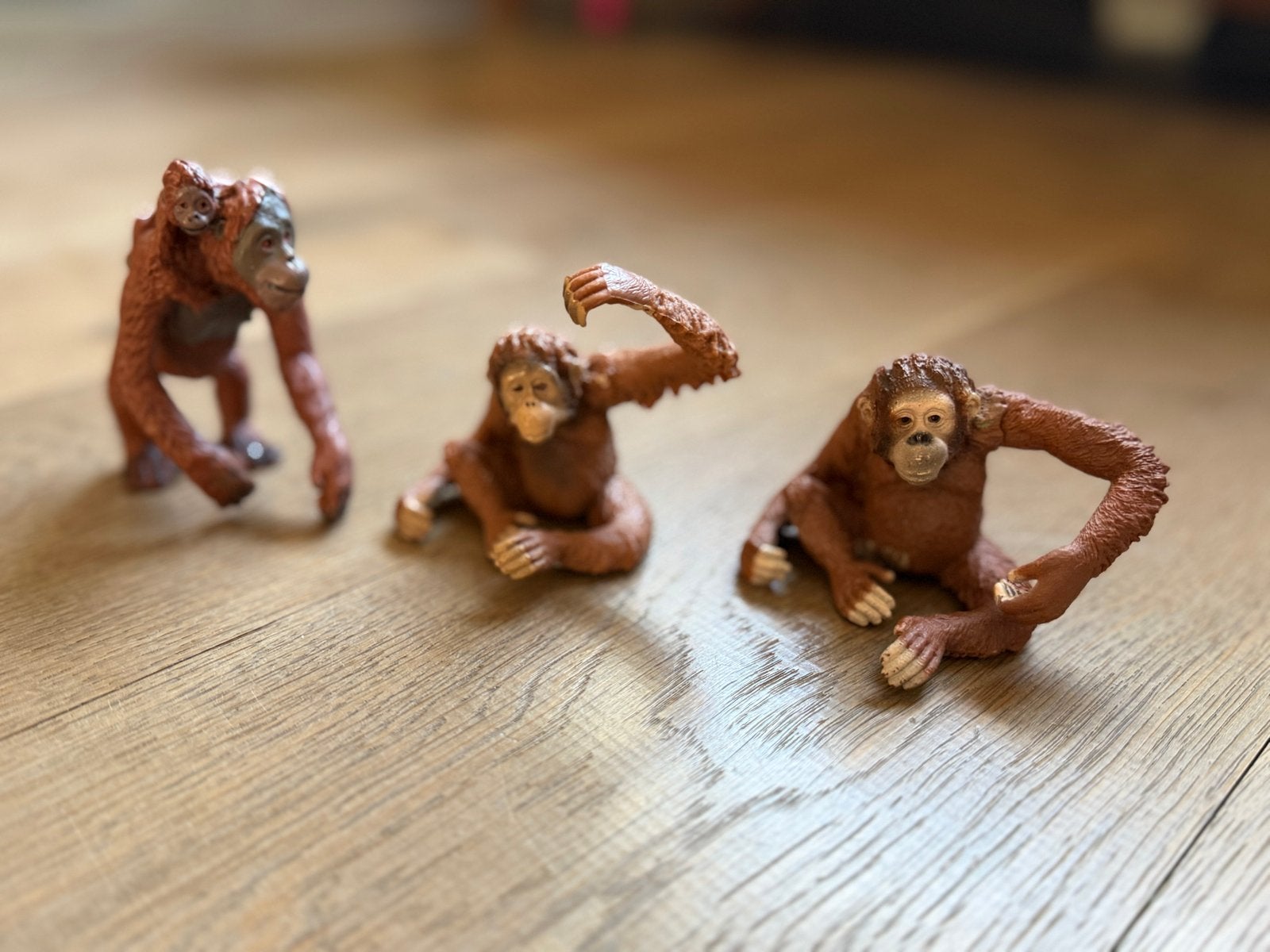 Set van 3 Orang-oetan Speelfiguren - Schleich Stijl, Ophalen of Verzenden, Gebruikt, Jongen of Meisje