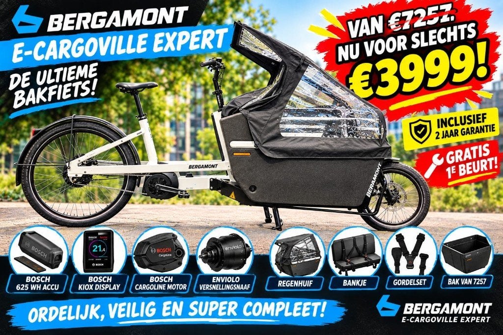 Bergamont elektrische bakfiets van € 7.250 voor €3.999 BOSCH, Overige merken, Nieuw, Ophalen of Verzenden, 2 kinderen