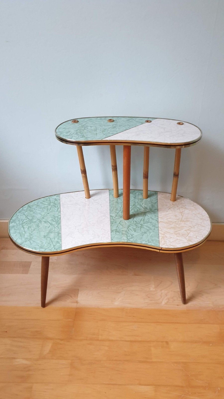 Vintage Mid Century etage plantentafel, Ophalen, Gebruikt, 55 tot 75 cm, Mid Century