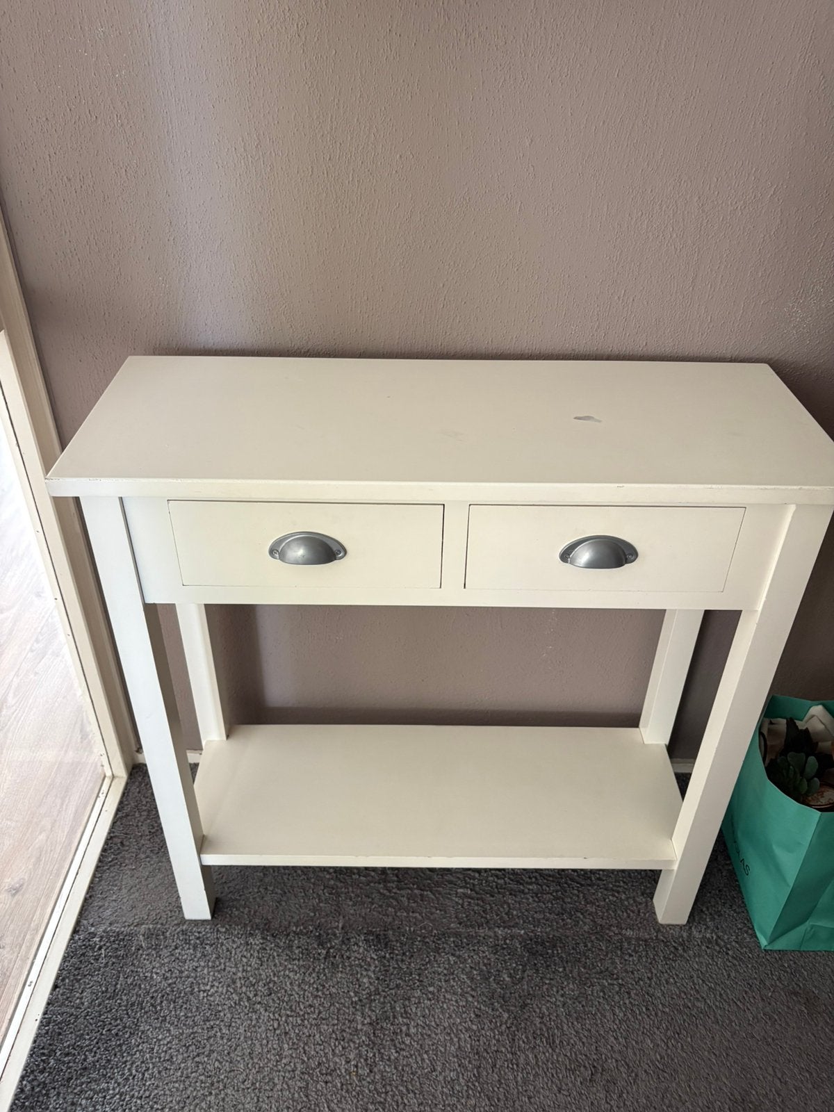 Witte handige haltafel, Huis en Inrichting, Ophalen, Zo goed als nieuw, 25 tot 50 cm, Rechthoekig