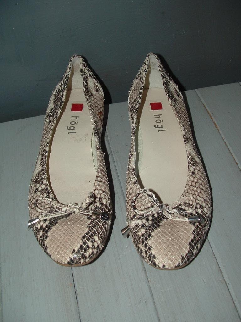 Hogl lederen slangenprint instapper ballerina maat 4½ - 37½, Instappers, Ophalen of Verzenden, Zo goed als nieuw, Hogl