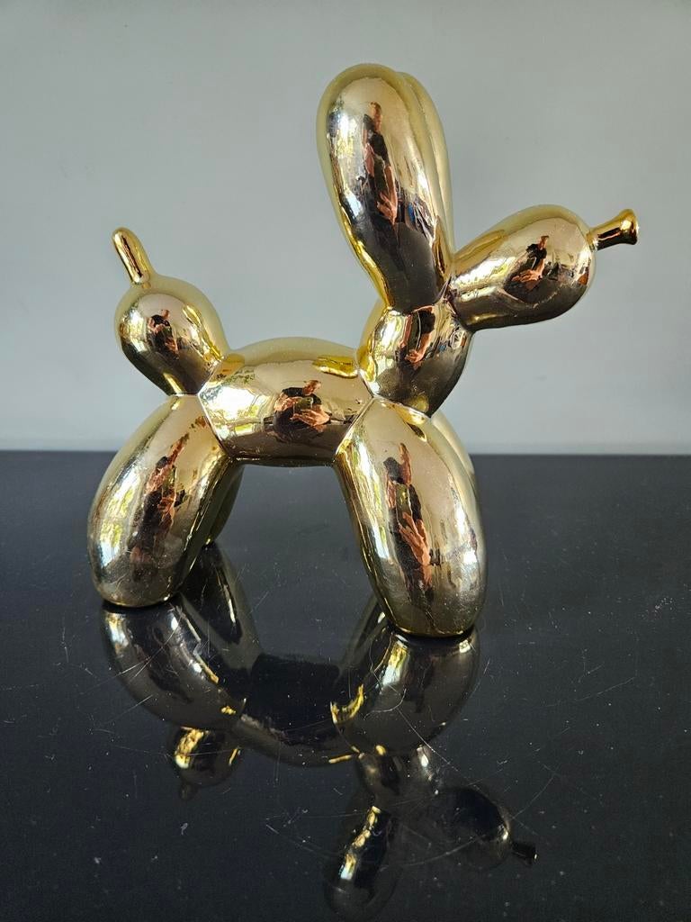 Gouden balloon dog van keramiek (ballon hond)., Verzamelen, Ophalen of Verzenden, Zo goed als nieuw, Dier