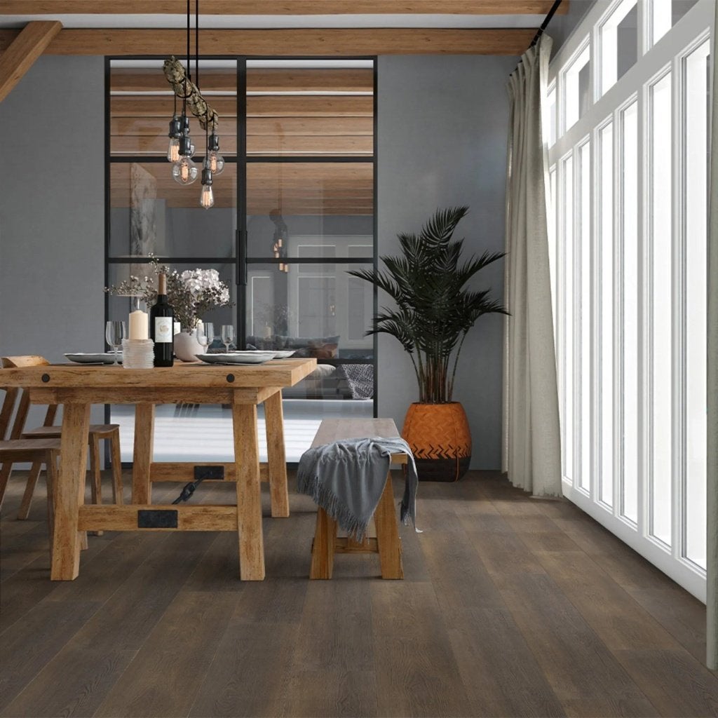 Naaldhout PVC vloer €28,57 p/m² | donker, stoer, waterdicht, Huis en Inrichting, Stoffering | Vloerbedekking, Ophalen, Nieuw, Vinyl