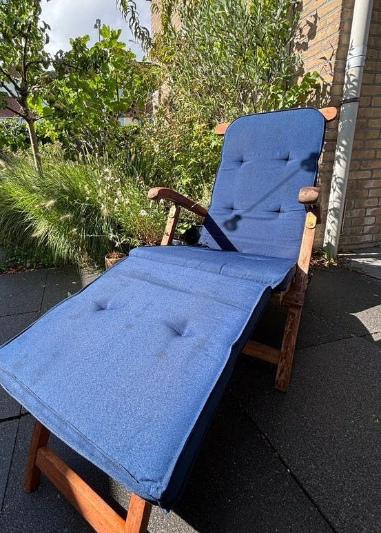 3x Teakhouten Deckchair/Tuinstoel met kussens, Tuin en Terras, Ophalen, Nieuw, Hout, Verstelbaar