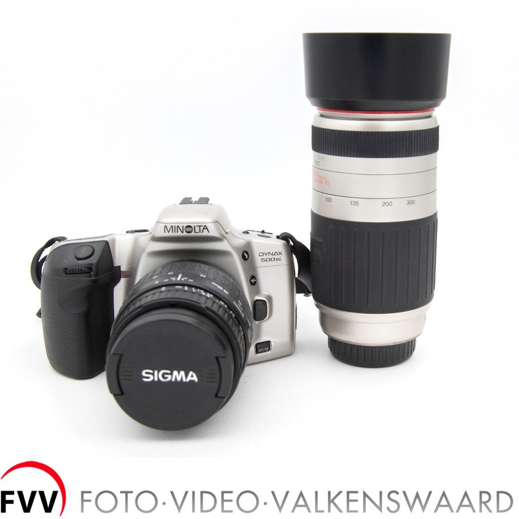 Minolta 500Si+ Sigma 28-80 mm +Cosina 70-300 mm, Gebruikt, Minolta, Spiegelreflex, Ophalen of Verzenden
