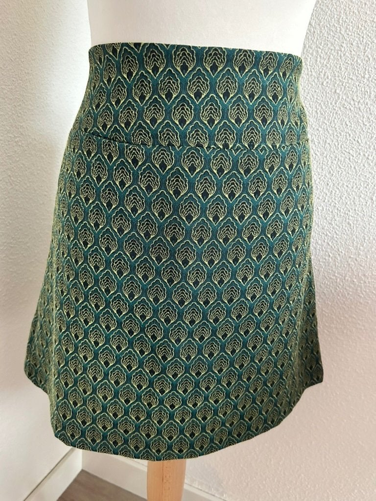 King Louie maat 40 Donkergroene rok 2814, Kleding | Dames, Rokken, Maat 38/40 (M), Ophalen of Verzenden, Zo goed als nieuw, Knielengte