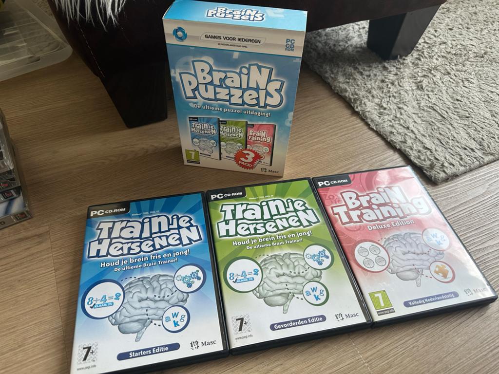 Brain Puzzels & Train je Hersenen PC CD-ROM (3-pack), Spelcomputers en Games, Games | Pc, Gebruikt, Puzzel en Educatief, 1 speler