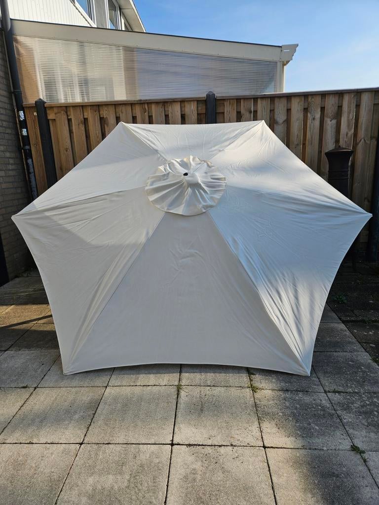 Nieuwe Parasol - Beige, 6 stalen ribben 3m, Ophalen of Verzenden, Nieuw