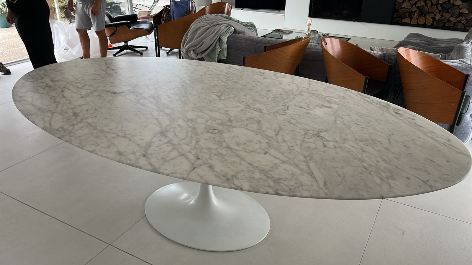 Orig. ovale Knoll Tulip (198x121) Arabescato mat (+Ronde), Huis en Inrichting, Tafels | Eettafels, Ophalen of Verzenden, Vitra togo mah jong leolux edra cassina b&b italia artifort