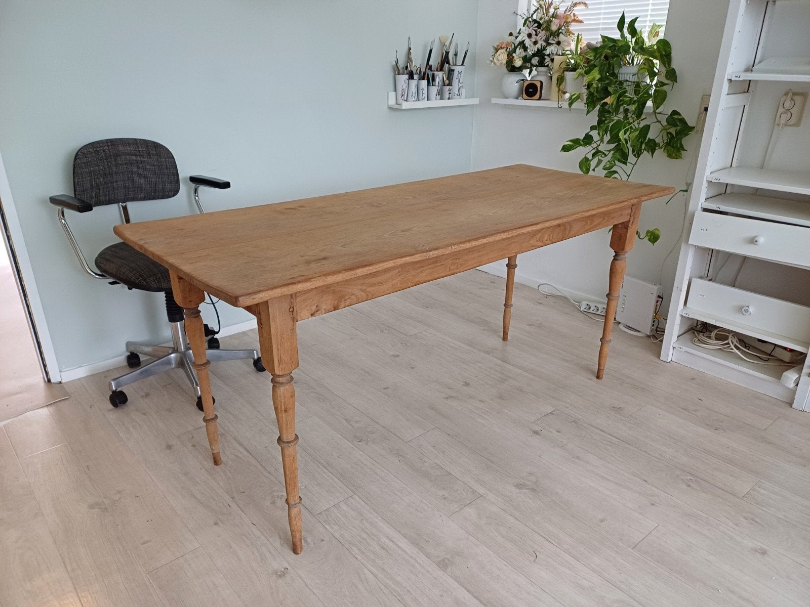 Prachtige antieke teakhouten tafel eettafel sidetable, Ophalen, Gebruikt, 50 tot 100 cm, 150 tot 200 cm