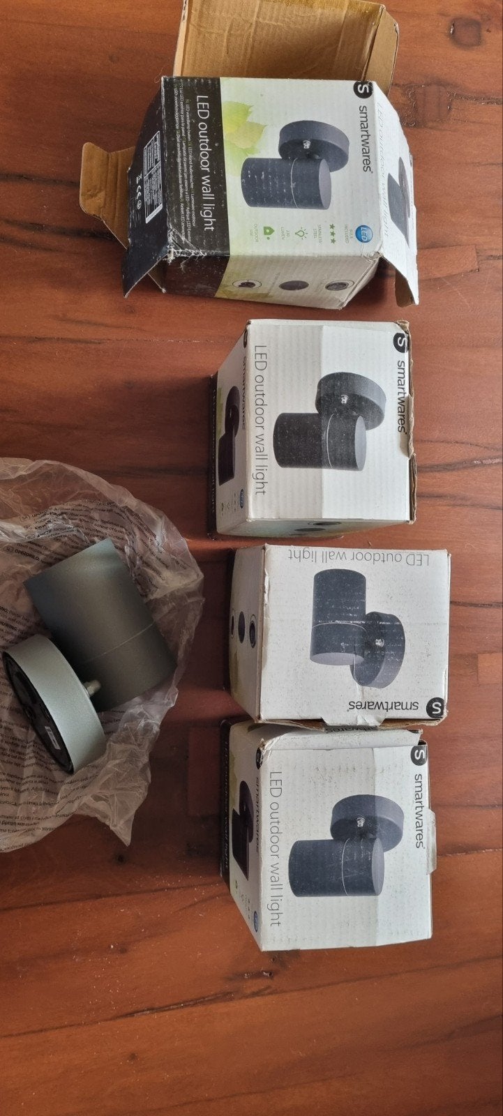 koopje 4 Smartwares LED Buiten Wandlamp - Grijs, 3 Watt, Nie, Staal, Minder dan 50 watt, Wandlamp, Nieuw