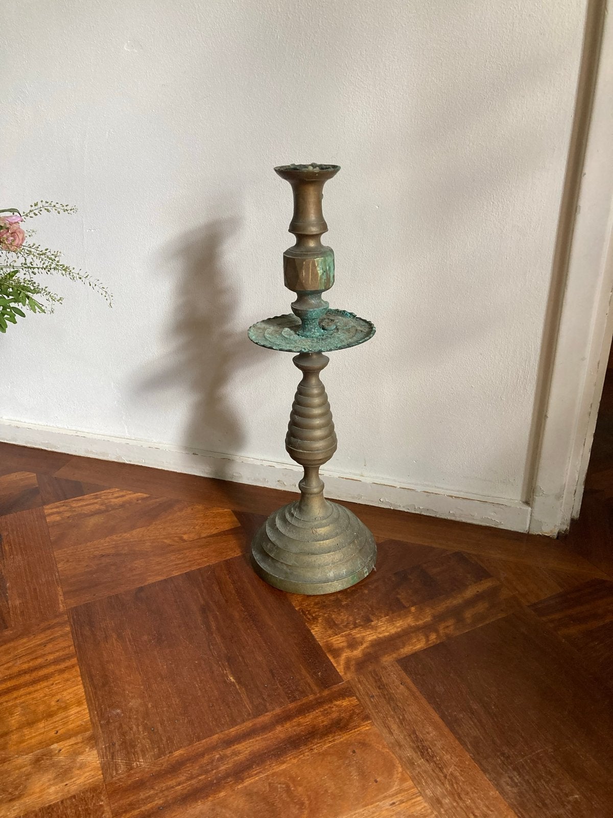 Antieke Koperen Marokkaanse Kandelaar - Hoog 47cm Gew 2.5 kg, Ophalen of Verzenden, Koper of Brons