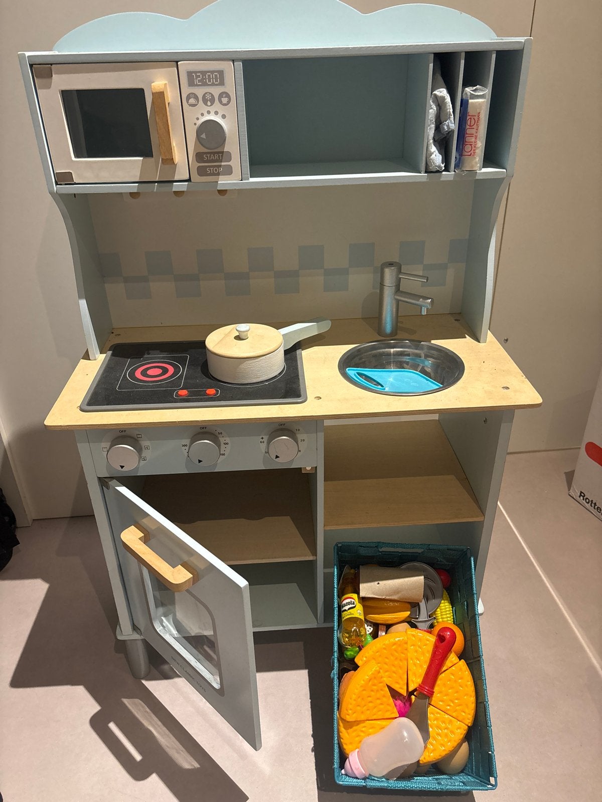 Houten speelkeuken met licht, geluid en accessoires, Ophalen, Zo goed als nieuw, Hout, Speelkeuken