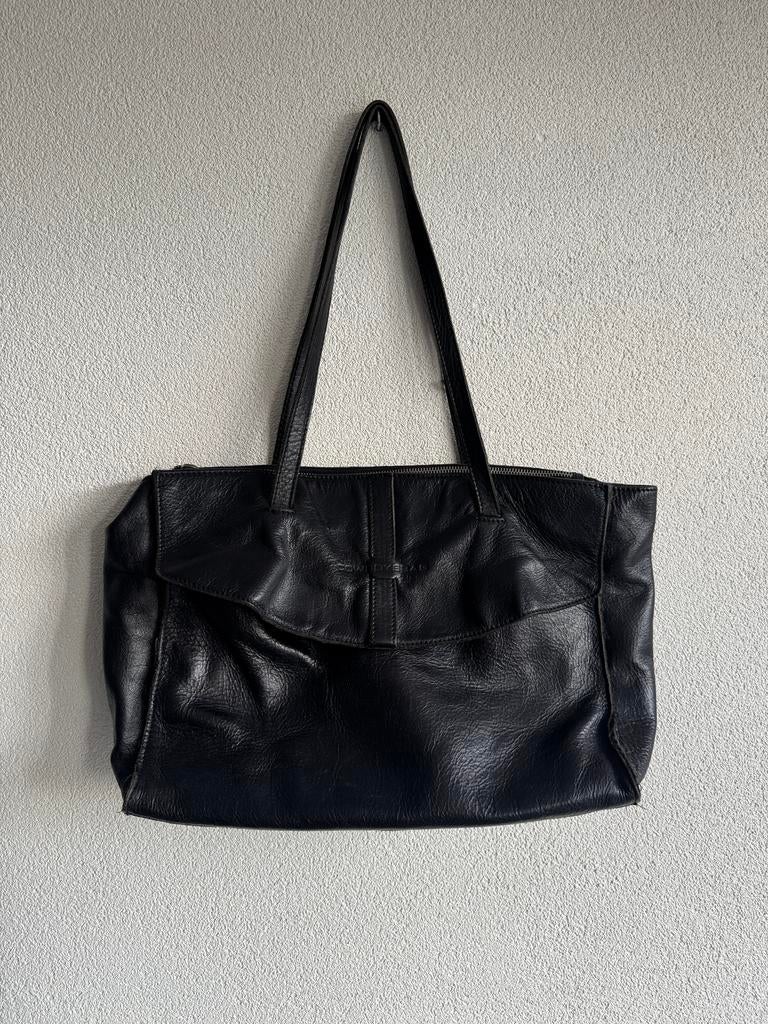 Zwarte Cowboysbag echt lederen tote schouder tas, Cowboysbag, Gebruikt, Zwart, Ophalen of Verzenden