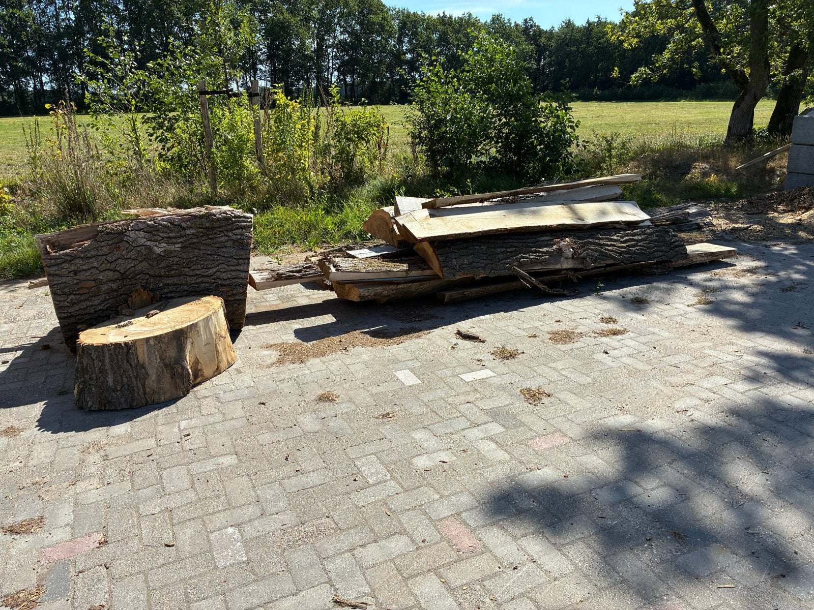Diverse houtblokken en planken - Eiken/Overige houtsoorten, Doe-het-zelf en Verbouw, Gebruikt, Eiken, Ophalen of Verzenden, Balk
