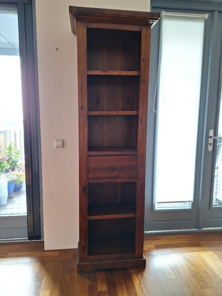 Walnoten boekenkast met lade, Ophalen, Met plank(en), 50 tot 100 cm, Zo goed als nieuw