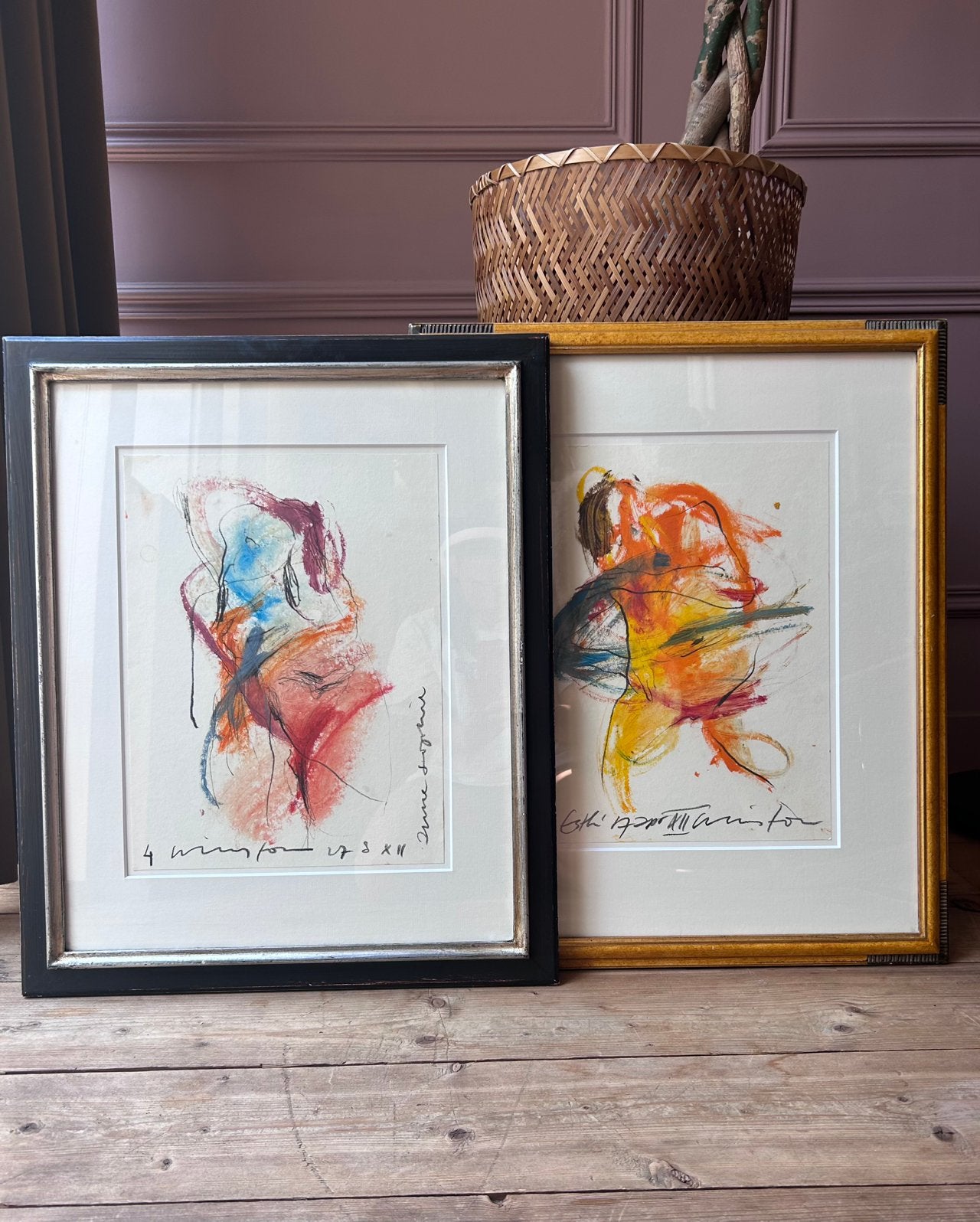 Prachtig duo originele werken Winston Huisman 50x70, Ophalen