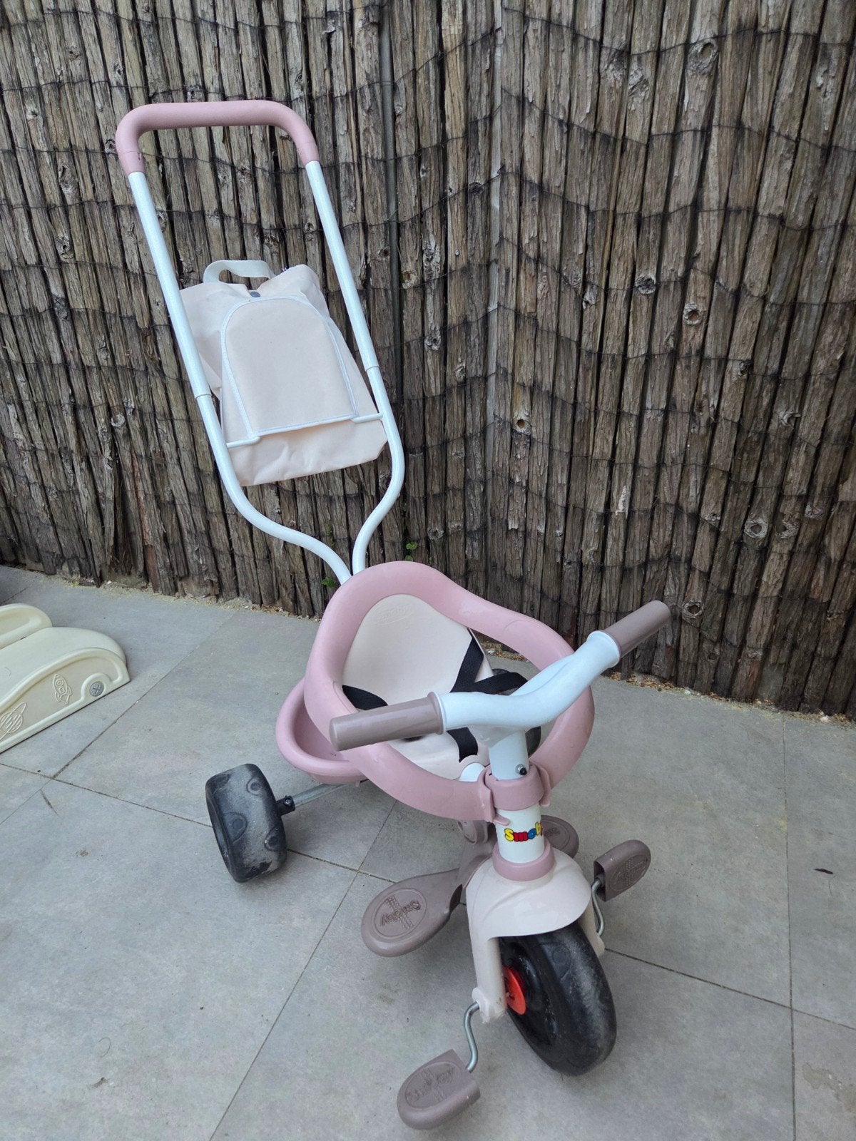 Smoby driewieler met duwstang en verstelbare zitting, Fietsen en Brommers, Ophalen of Verzenden, Gebruikt, Smoby, Verstelbare zitting