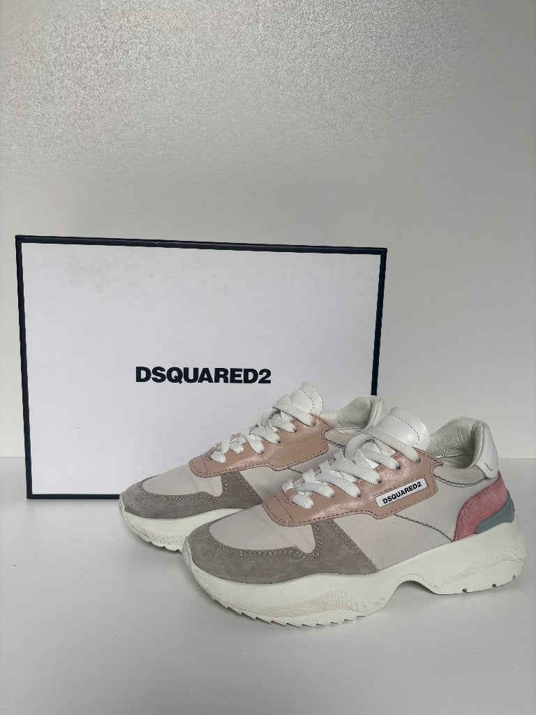 DSQUARED2 Wit roze leer sneakers  Maat 37, Kleding | Dames, Schoenen, Wit, Ophalen of Verzenden, Dsquared2, Sneakers of Gympen