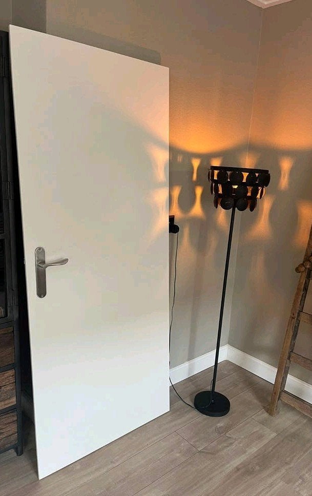 Witte houte binnendeur met deurbeslag, Ophalen, Gebruikt, 80 tot 100 cm, Binnendeur